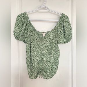 H&M Puff Sleeve Drawstring Crop